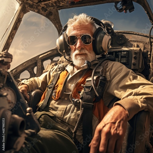 a man in a pilot's seat