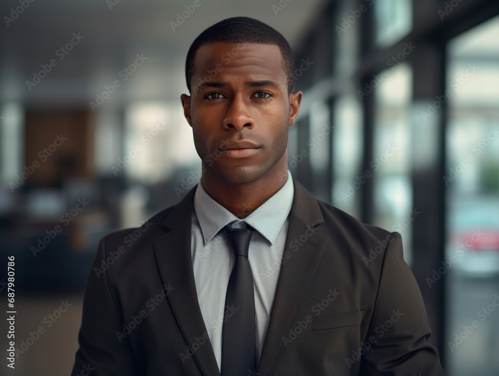 Portrait Attractive African young confident business man in business professional working office. Portrait Attractive African young confident business man in business professional working office.