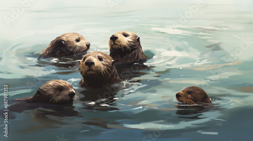 A group of sea otters © UsamaR