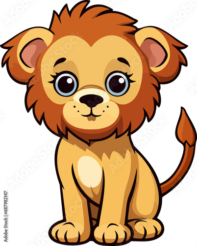 Cute lion clipart design illustration