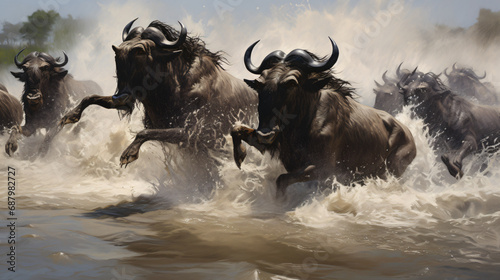A herd of wildebeests
