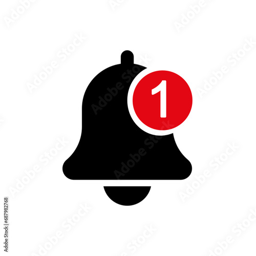 Ringing bell one notification flat vector isolated icon in social media, application, subscribe concept, ring handbell symbol web illustration.