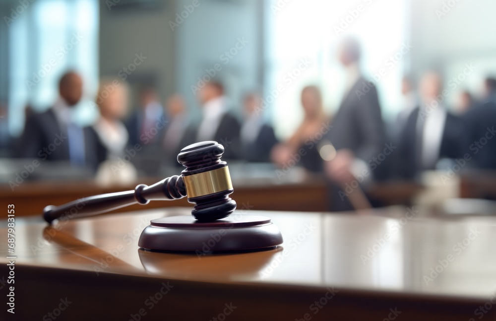 Judge gavel on top of a table in courtroom. Court of Justice and law trial, courtroom attastor talking to magistrate, supreme Federal Court Judge Starts Civil Case Hearing. Judge gavel on top of a table in courtroom. Court of Justice and law trial, courtroom attastor talking to magistrate, supreme Federal Court Judge Starts Civil Case Hearing.