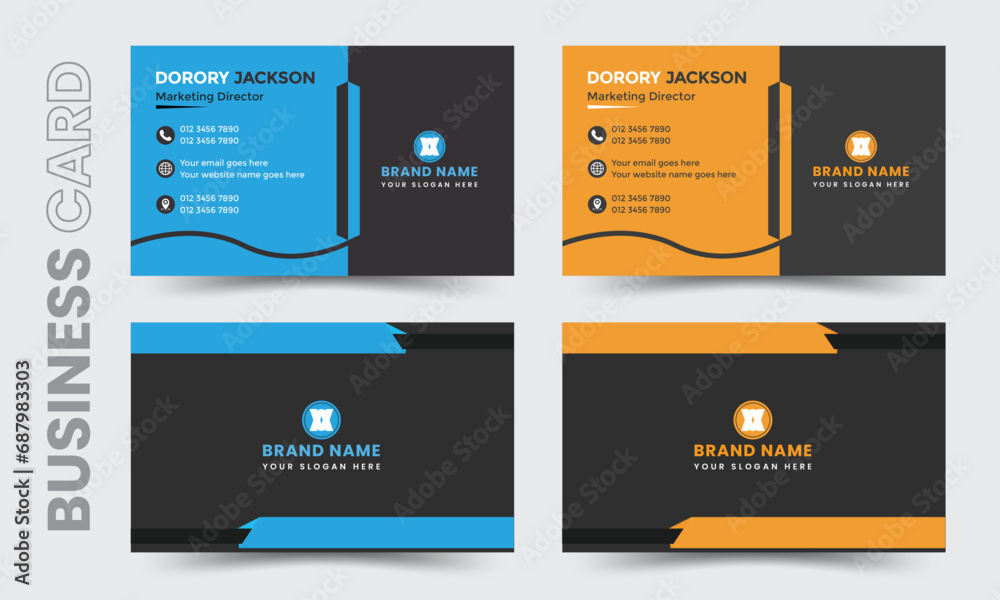 Creative business card template design two color variation