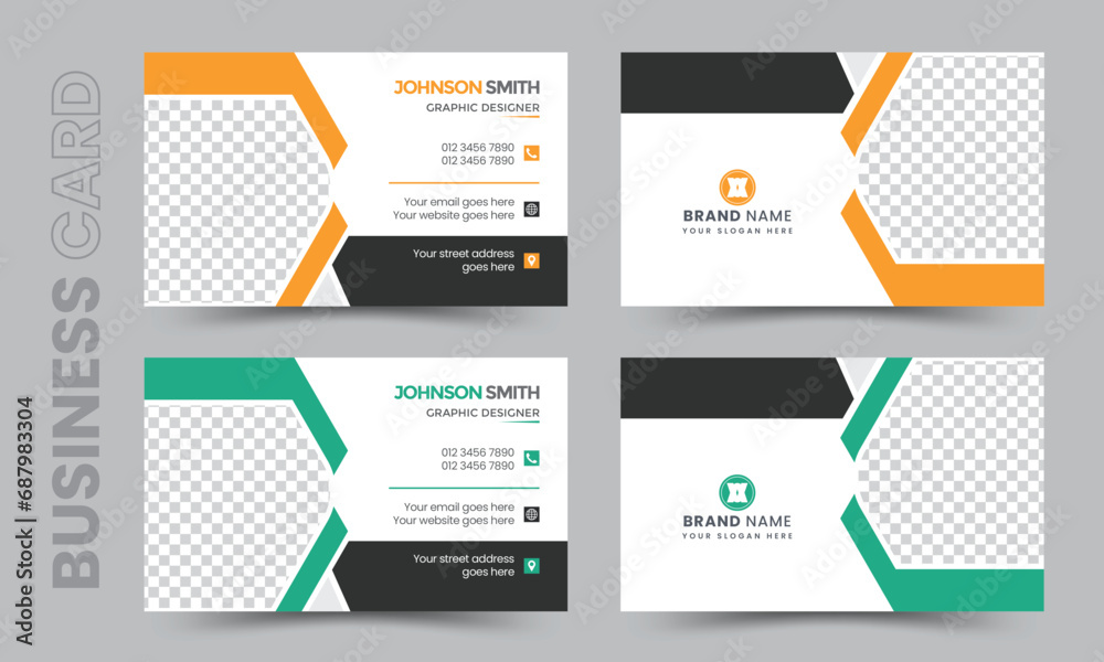 Corporate clean business card design template two color variation
