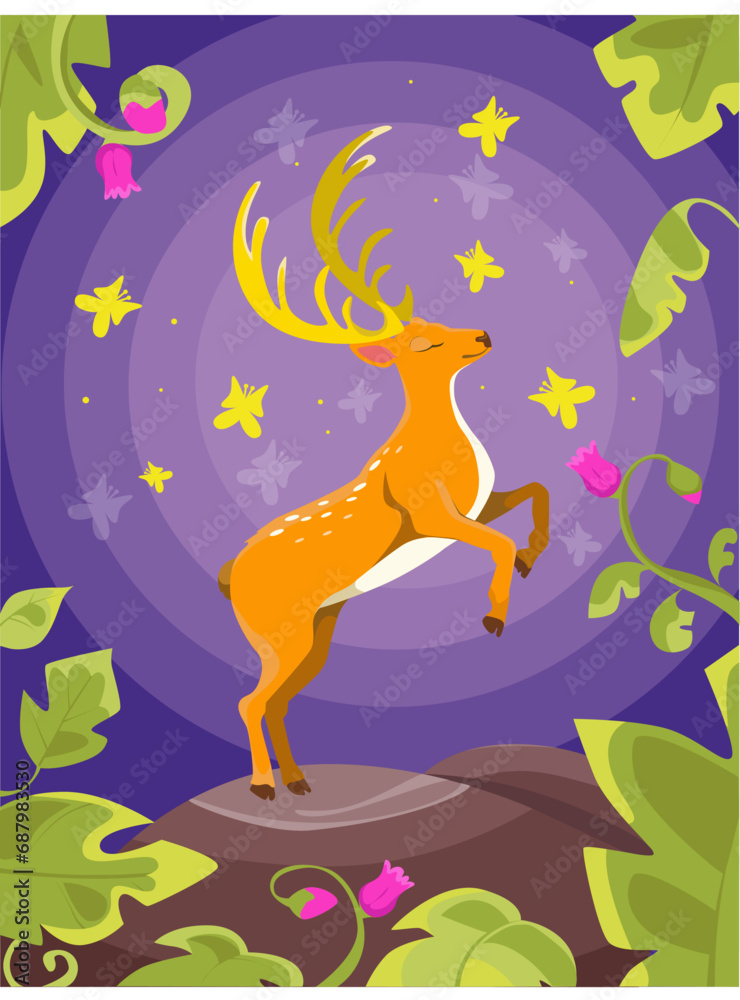 reindeer in the magic forest reindeer in the magic forest