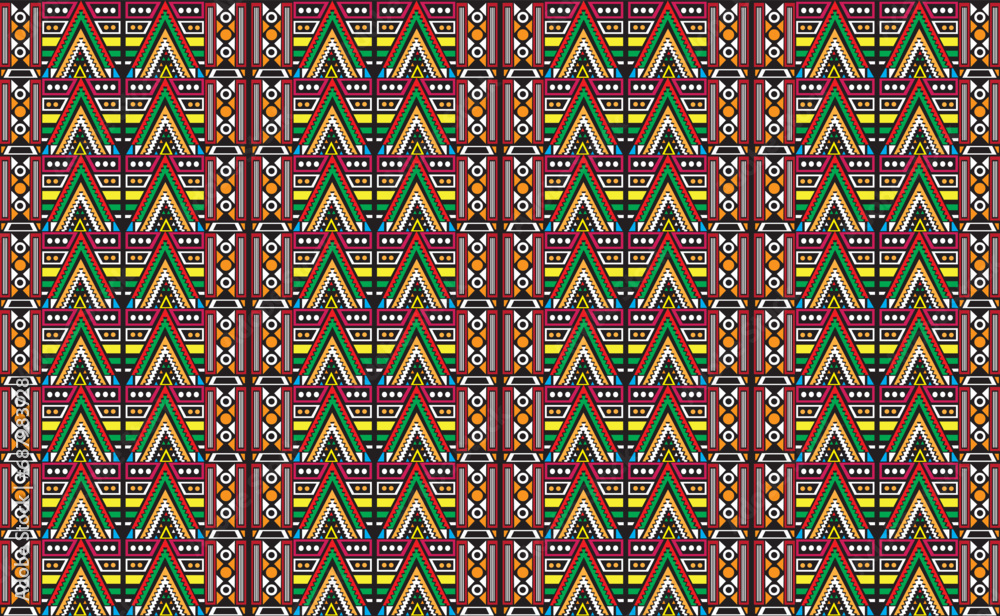 Geometric vector background with sacral tribal ethnic elements. Traditional triangles gypsy geometric forms sprites tribal themes apparel fabric tapestry print Geometric vector background with sacral tribal ethnic elements. Traditional triangles gypsy geometric forms sprites tribal themes apparel fabric tapestry print