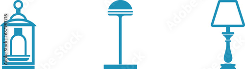 Set of lamps and floor lamps sconces and sconces, light vector icons