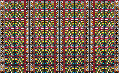 Geometric vector background with sacral tribal ethnic elements. Traditional triangles gypsy geometric forms sprites tribal themes apparel fabric tapestry print
