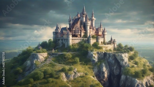 Old_fairytale_castle_on_the_hill_aerial_