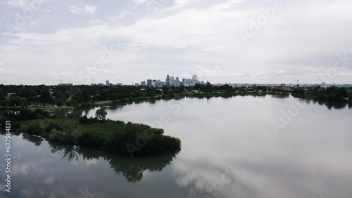 Aerial view of Sloans Lake in Denver, Colorado. photo