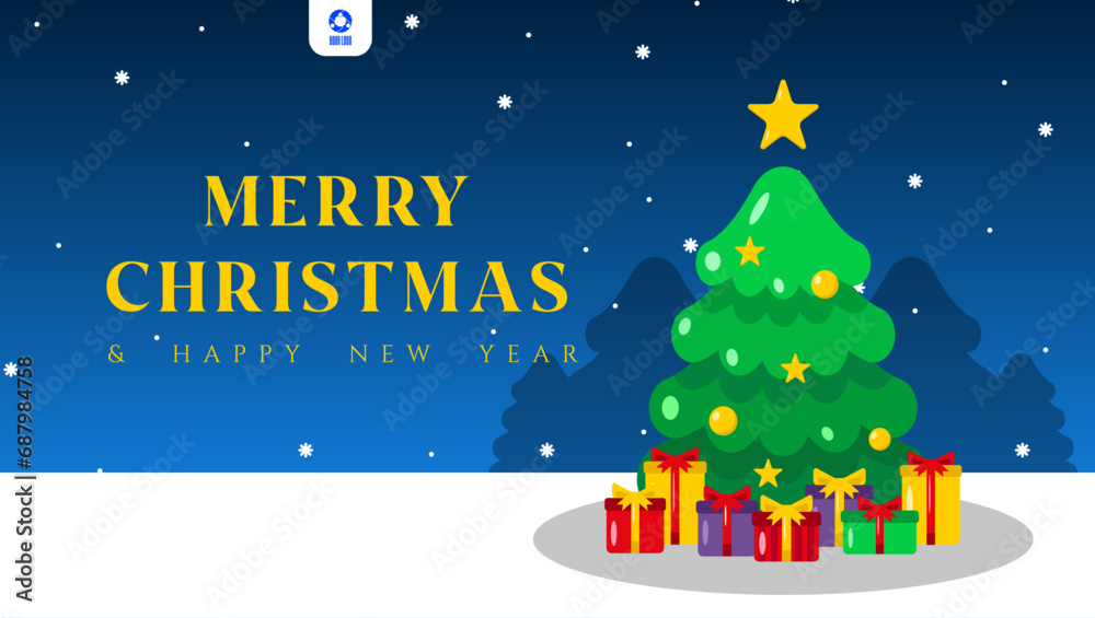 merry christmas and happy new year template poster banner