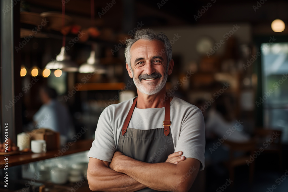 Portrait of a successful cafe owner smiling