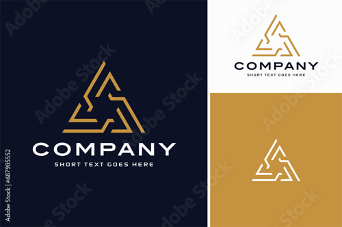 Futuristic Triangle Pyramid Shape Circuit Link Line for Digital Robot Tech Technology Modern Logo design
