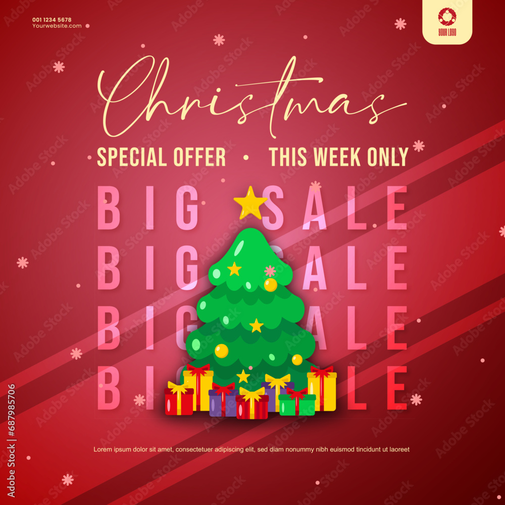 christmas big sale poster banner template design