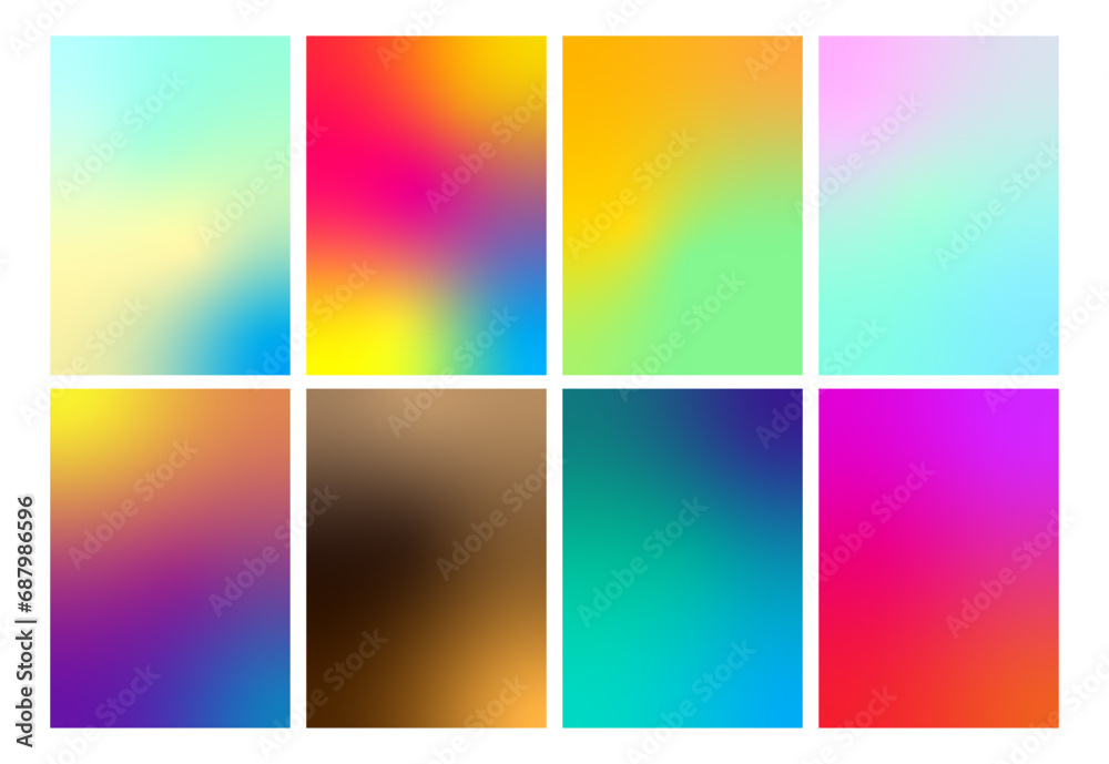 Set of 8 Editable Blurry Gradient backgrounds For poster, website, web, banner, social media post resource