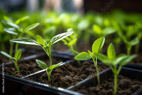 young seedlings in pots photo