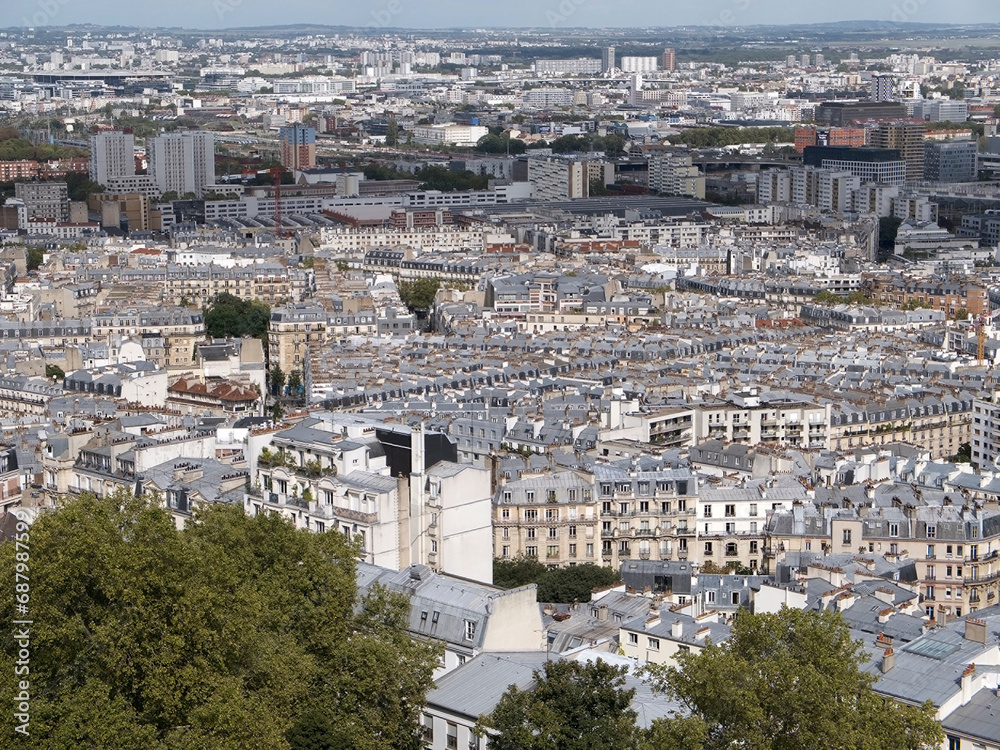 Cityscape from the Sacred Heart of Montmartre in Paris, France