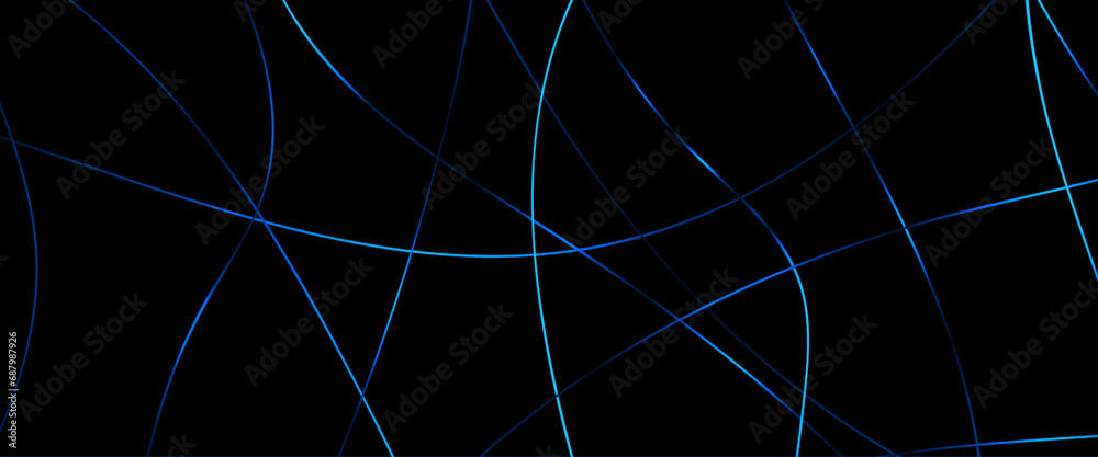 Vector black abstract background with blue diagonal lines and shadows ...