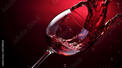 Dynamic Red Wine Splash in Glass on Dark Background