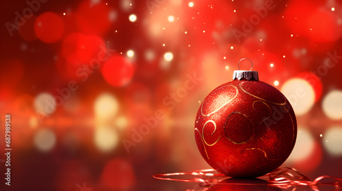 christmas background with big ornament bokeh red themed