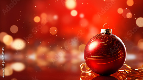 christmas background with big ornament bokeh red themed