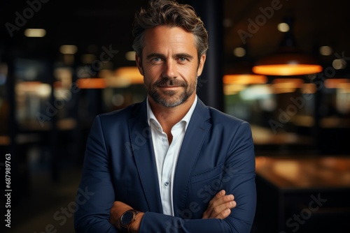 Mid adult Businessman with beard looking at camera photo