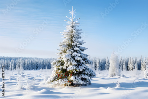 snow covered pine trees winter themed ice view