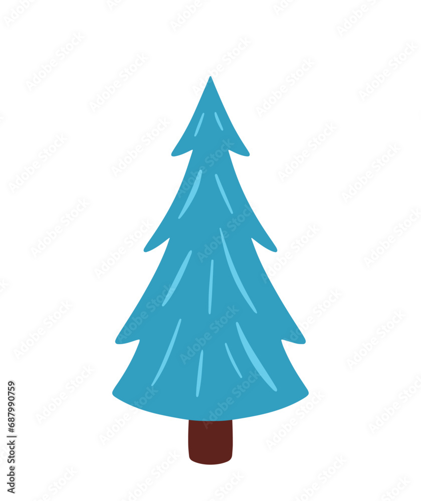 Fototapeta premium Winter Tree with Snow in Branches Animated Cartoon Flat Vector Illustration