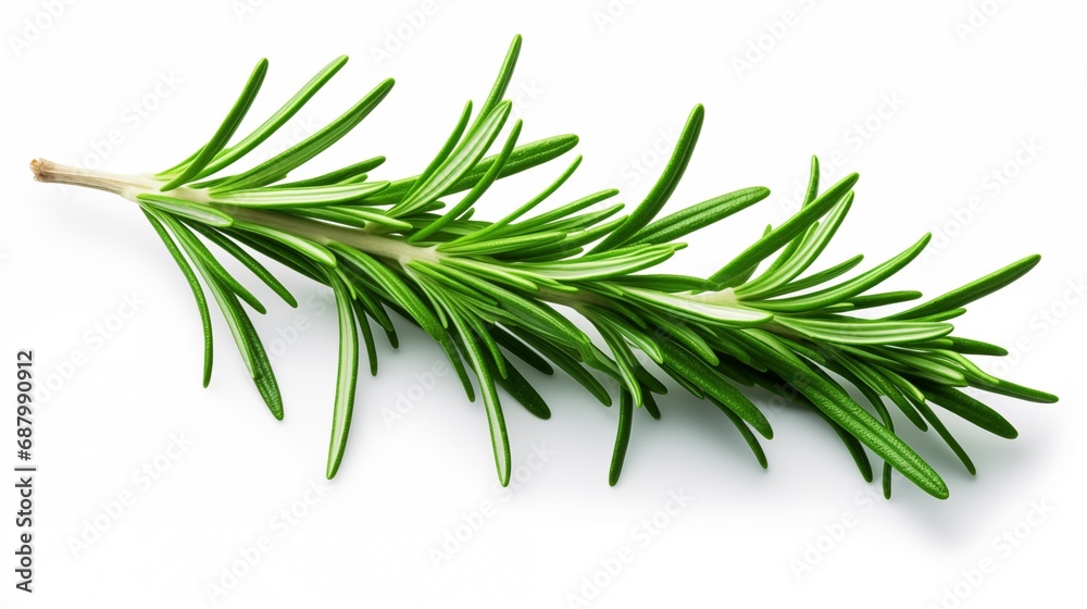 Fototapeta premium A Simple Sprig of Rosemary on a Clean White Background
