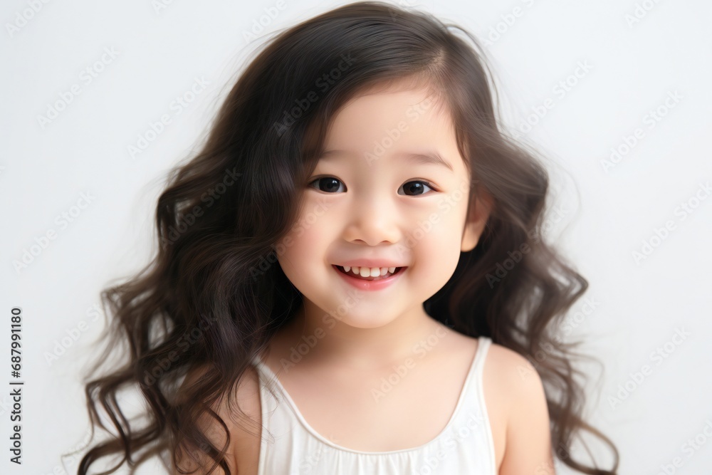 Young Asian baby girl beauty woman long hair isolated white background Young Asian baby girl beauty woman long hair isolated white background