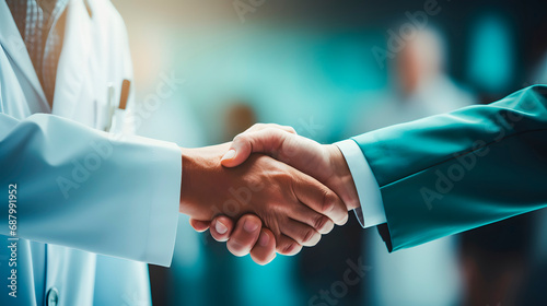 Doctors or scientists shaking hands photo