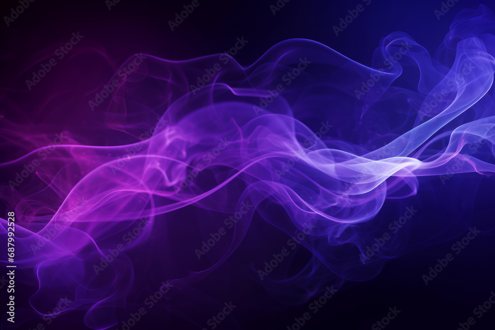 Abstract background of neon purple pink smoke flying on dark background. Mystery atmosphere
