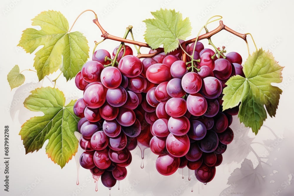 Watercolor grapes isolated on white. AI Generated Watercolor grapes isolated on white. AI Generated