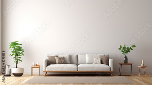 living room with eco interior decoration  Home interior with decor  plants decoration interior design of living room © Wanda