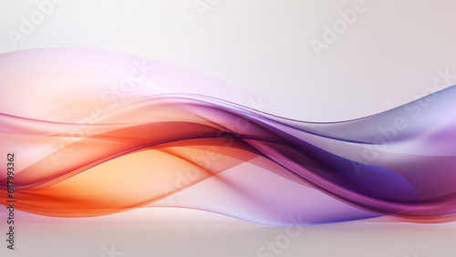 Abstract transparent violet orange waves design with smooth curves and soft shadows on clean modern background. Fluid gradient motion of dynamic lines on minimal backdrop © Cherstva