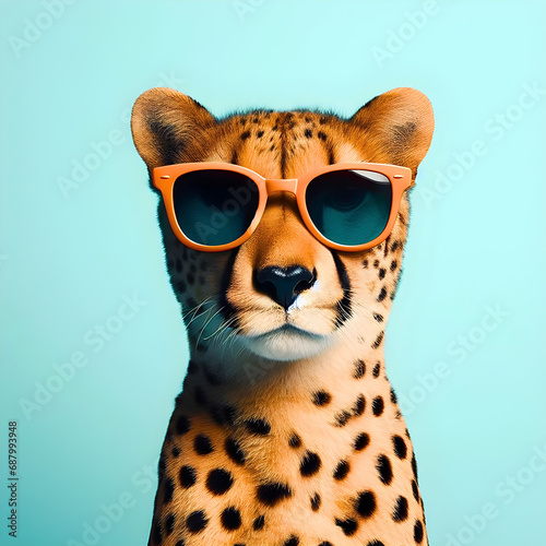 Creative animal. concept Cheetah at a party © duck