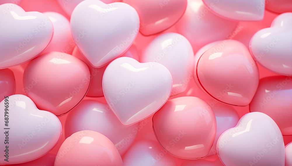 hearts balloons on a pink background. background for valentine's day. hearts close-up. message of love.