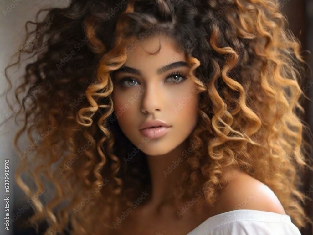 hermosa chica de pelo rizado 3