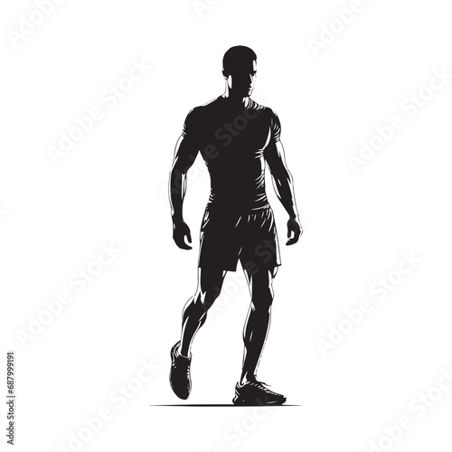 Fototapeta Naklejka Na Ścianę i Meble -  Sportsman Silhouette Doing a High Jump in Track and Field Black Vector Sport Man Silhouette
