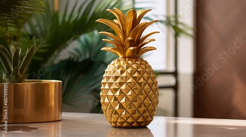 Capture the natural sweetness of a ripe, golden pineapple, its spiky exterior hinting at the tropical delight inside.
