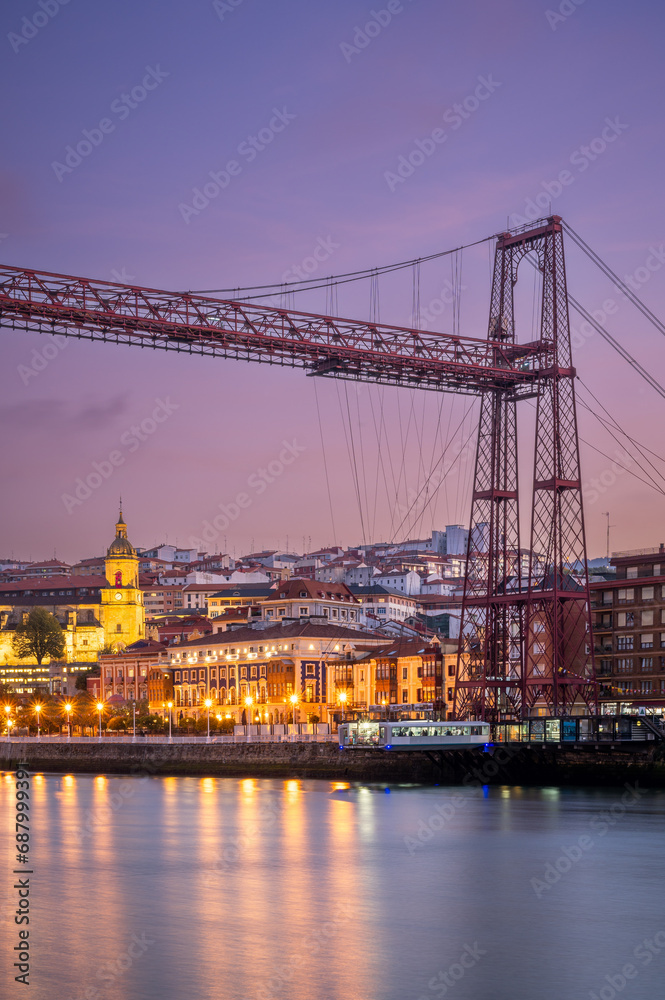Evening View of the Bridge of Bizkaia, Portugalete, Spain