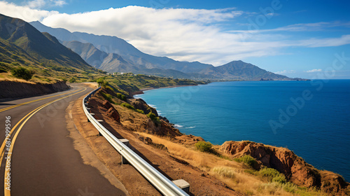 A long road on the side of a mountain