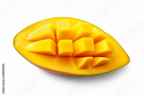 Isolated slice of mango fruit with clipping path