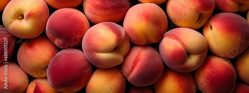 Background with juicy pink peaches, texture of delicious sweet peaches. photo