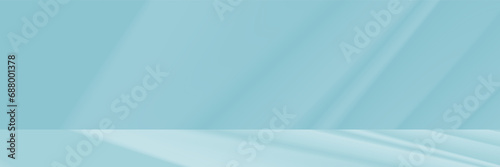 Background Blue Wall Studio with Shadow and Light Reflection Surface Texture,Vector Spring Backdrop Empty Room with Podium Display and Top Shelf Bar for Product,Template Banner for Summer collection