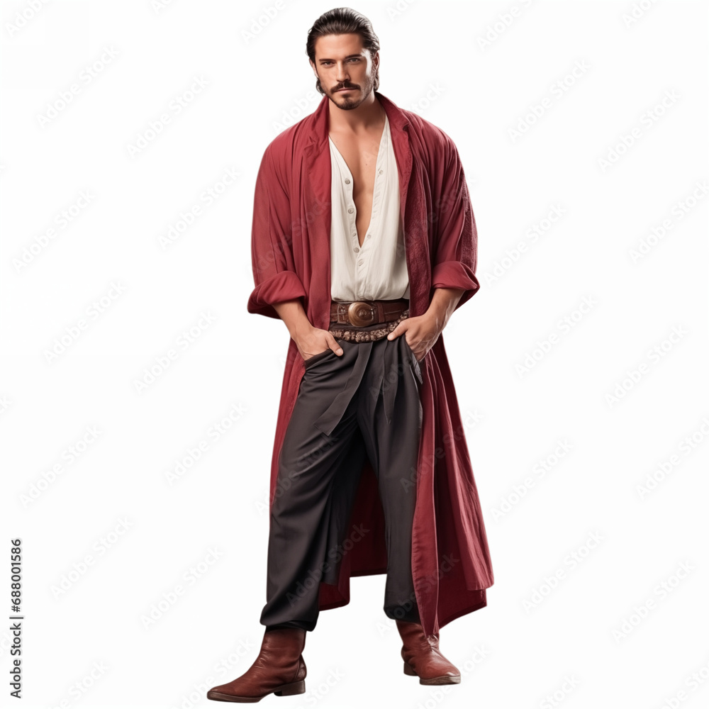Actor in a beautiful fairy tale costume, male artist isolated on white Actor in a beautiful fairy tale costume, male artist isolated on white