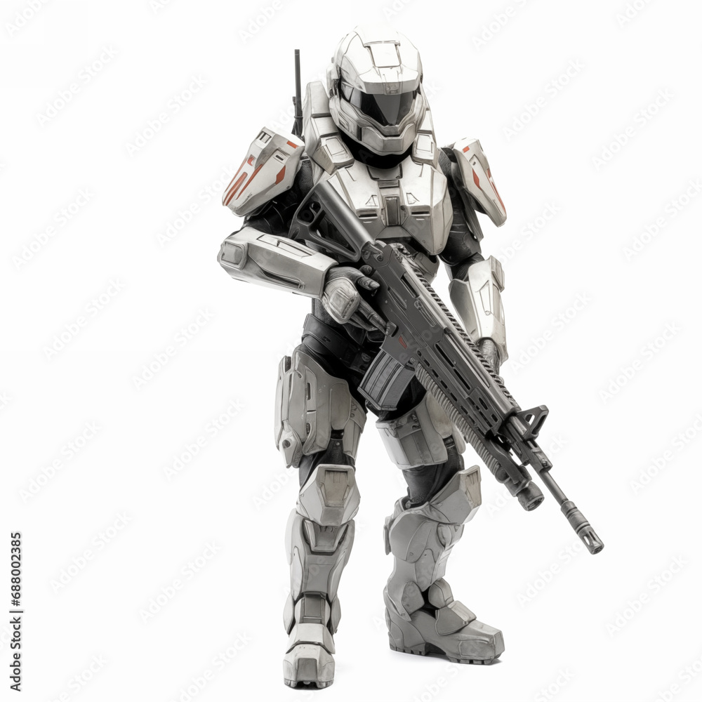 A gamer in special gaming clothes, armed with a weapon in the game, isolated on a white. A gamer in special gaming clothes, armed with a weapon in the game, isolated on a white.