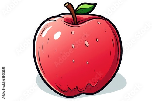 Red apple, manga style vector illustration, sticker