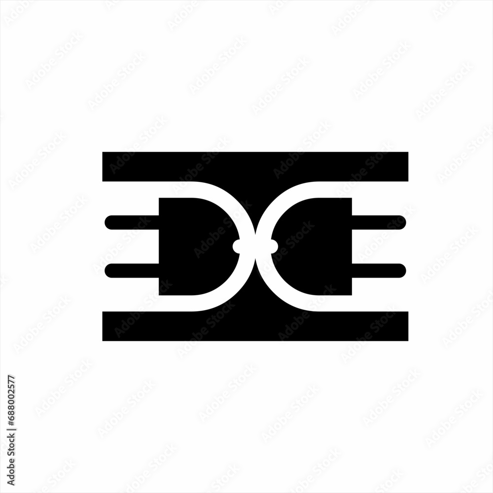 Double letter E D logo design with electric plug element. Double letter E D logo design with electric plug element.